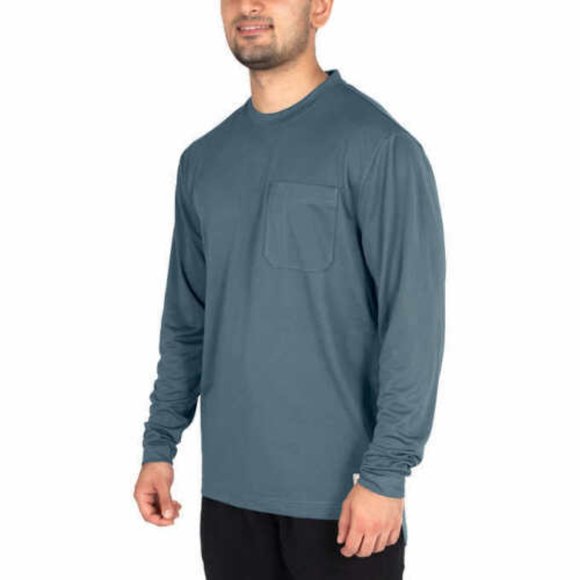 NWT Wrangler Men 2 Pack Long Sleeve Layering Work Tee Sz M Blue/Gray $50 FLI28 - Picture 3 of 3